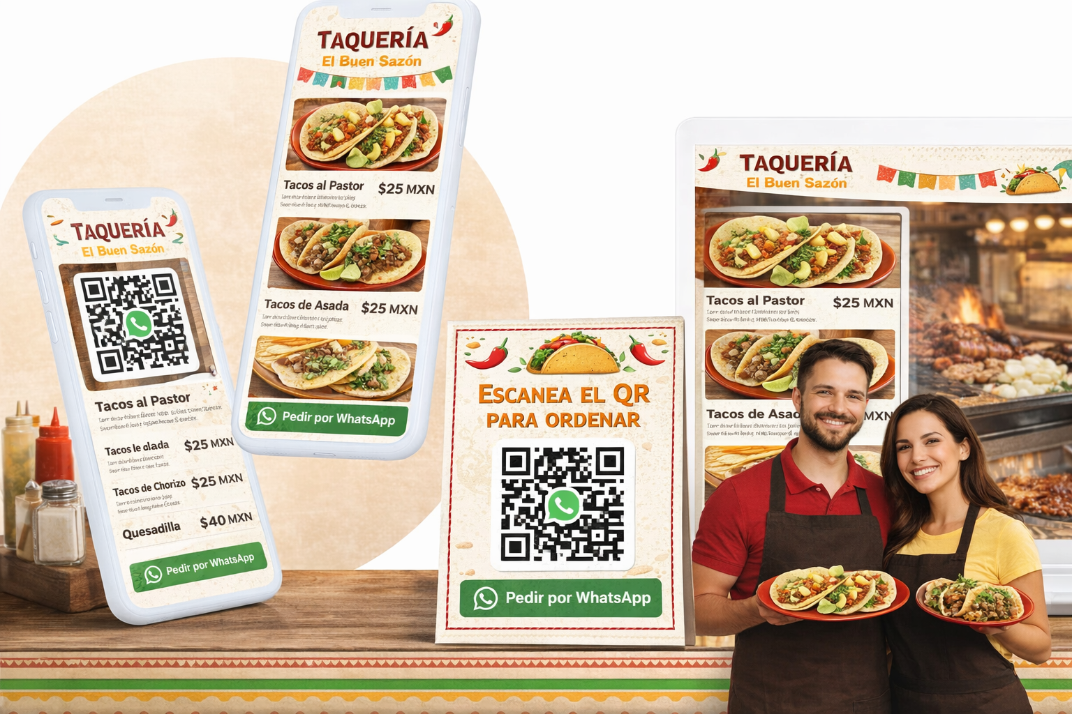 Imagen genérica de tacos y menú digital